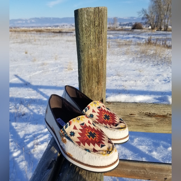 *sold*Country Loafers with hair on cowhide and canvas - Picture 5 of 5